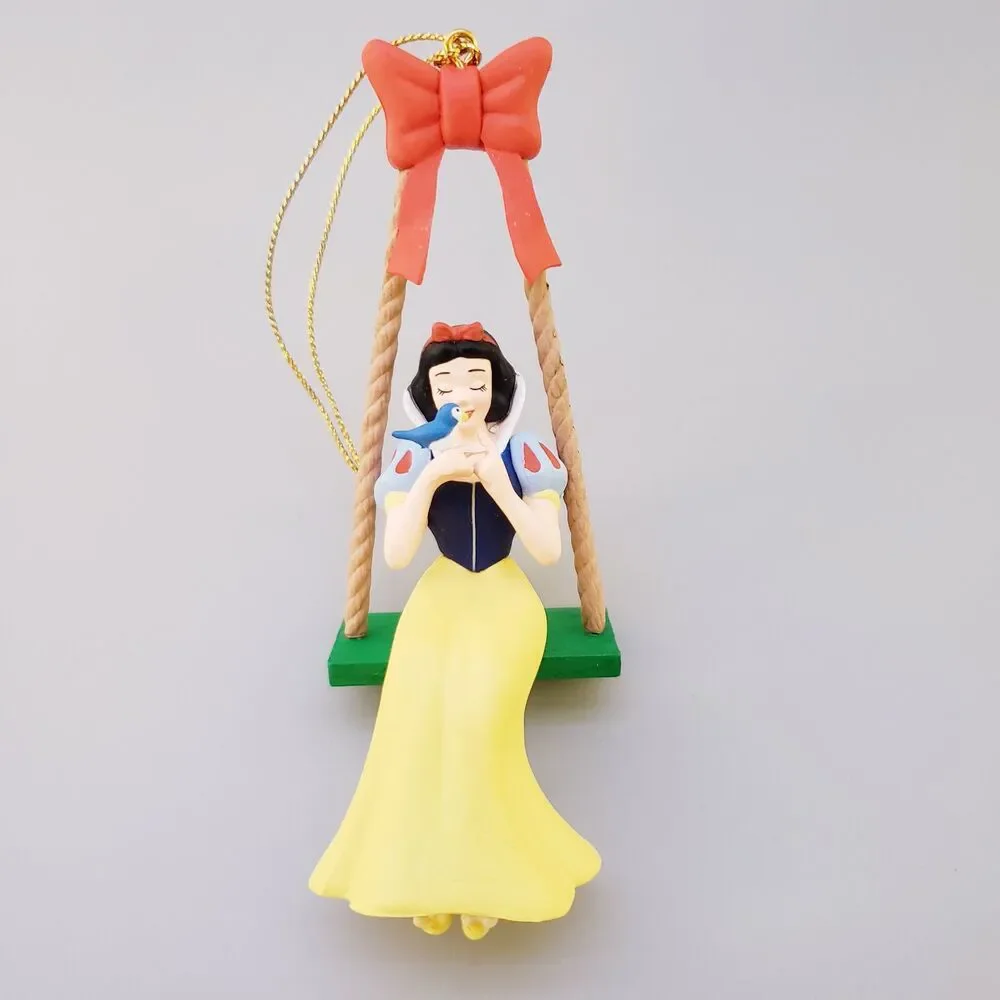 Grolier Disney Snow White Princess on Swing Ornament Blue Bird Red Bow Christmas